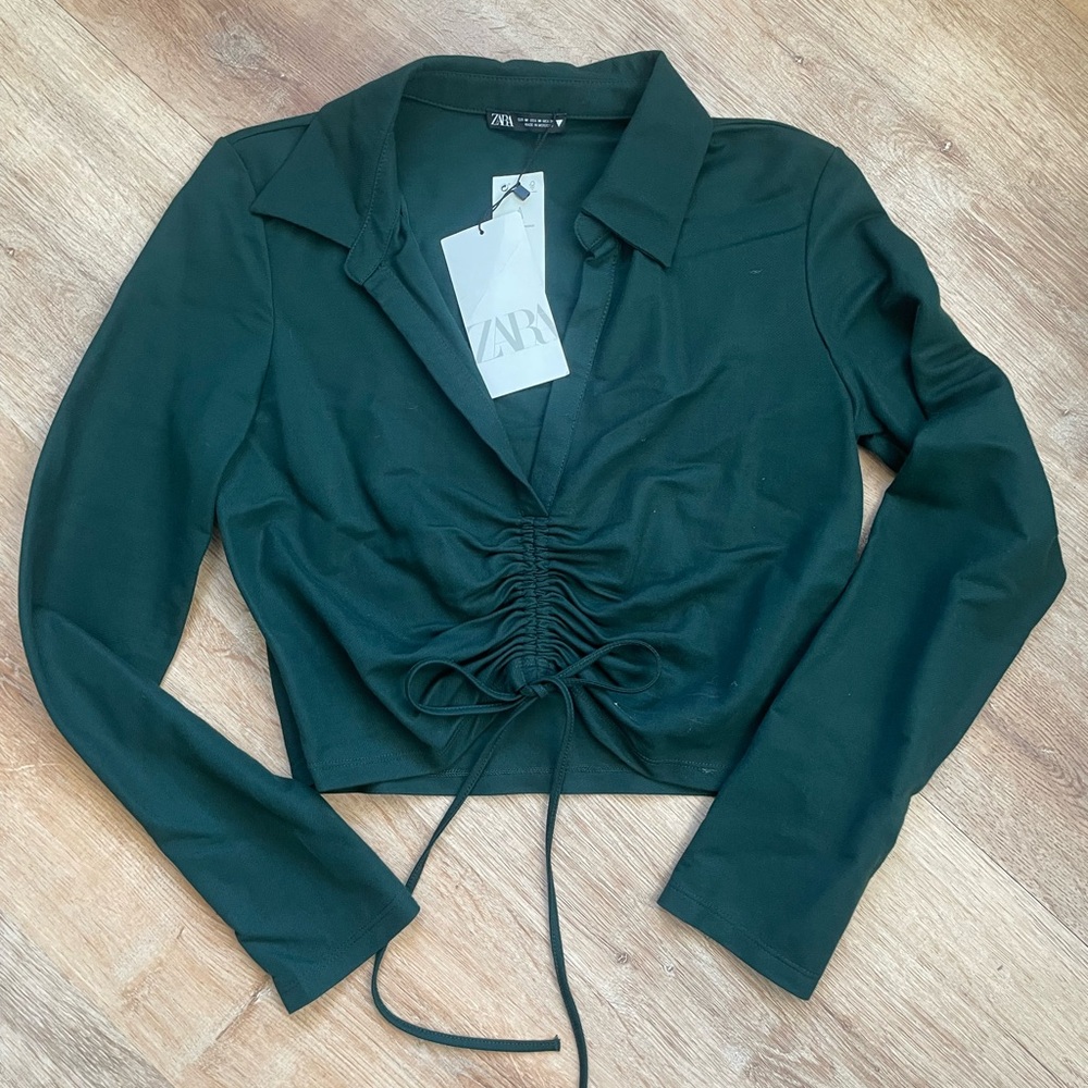 Zara Women's Green Ruched Top